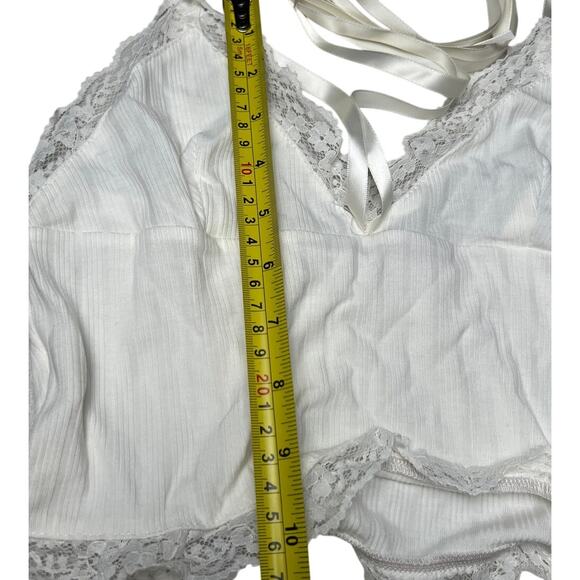 Y2K Coquette Lace Cami White Top Large L - Picture 3 of 5